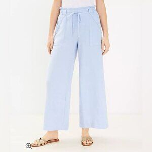 Loft Navy Blue Linen Blend High Rise Wide Leg Pants Size XL